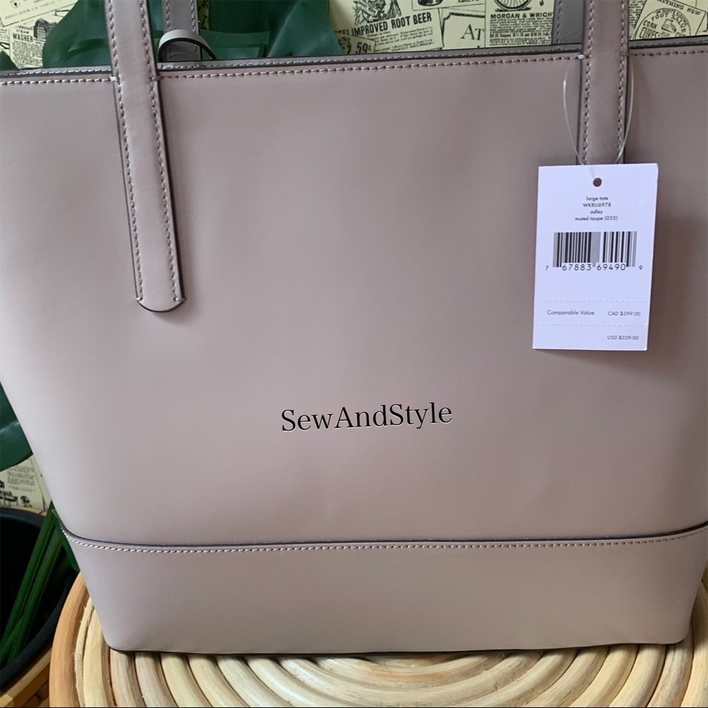 KATE SPADE ADLEY LARGE TOTE SHOULDER TAUPE BAG - Picture 8 of 11